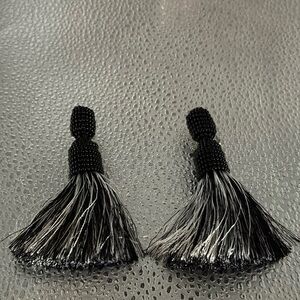 Black and White Tassel Earrings